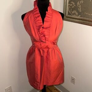 Alfred Sung ruffle Halter Retro style D470 special occasion dress Sz 6